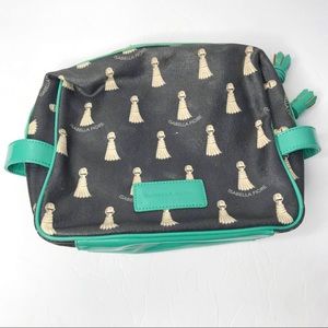 Isabella Fiore black and teal tassels make up bag